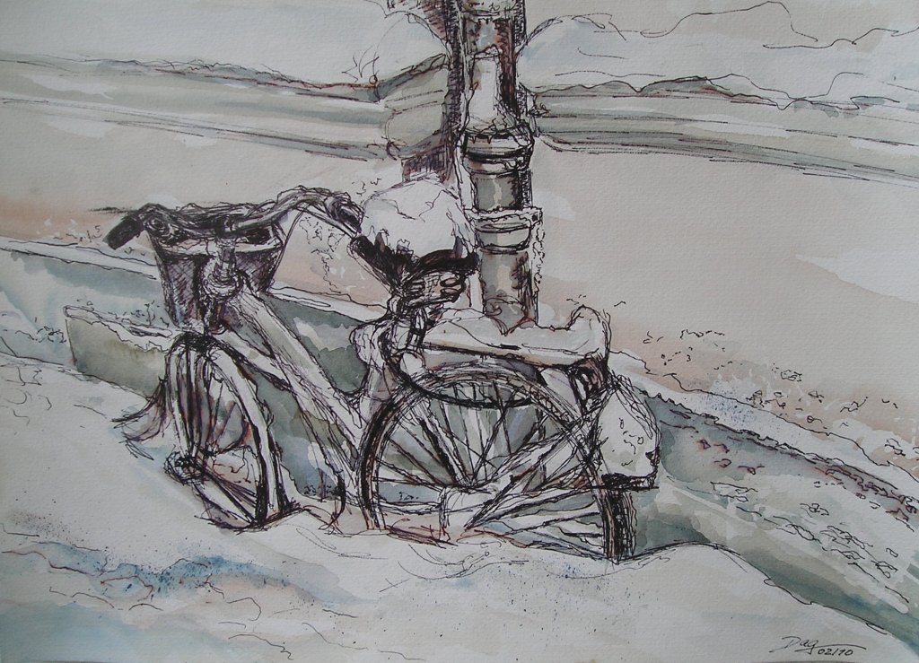 Fahrrad im Schnee