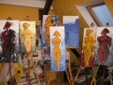 Workshopbilder Frau Acryl gespachtel