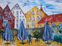 Blick vom Hopfenmarkt auf die Marienkirche Rostock