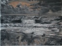 Drei Möwen am Meer