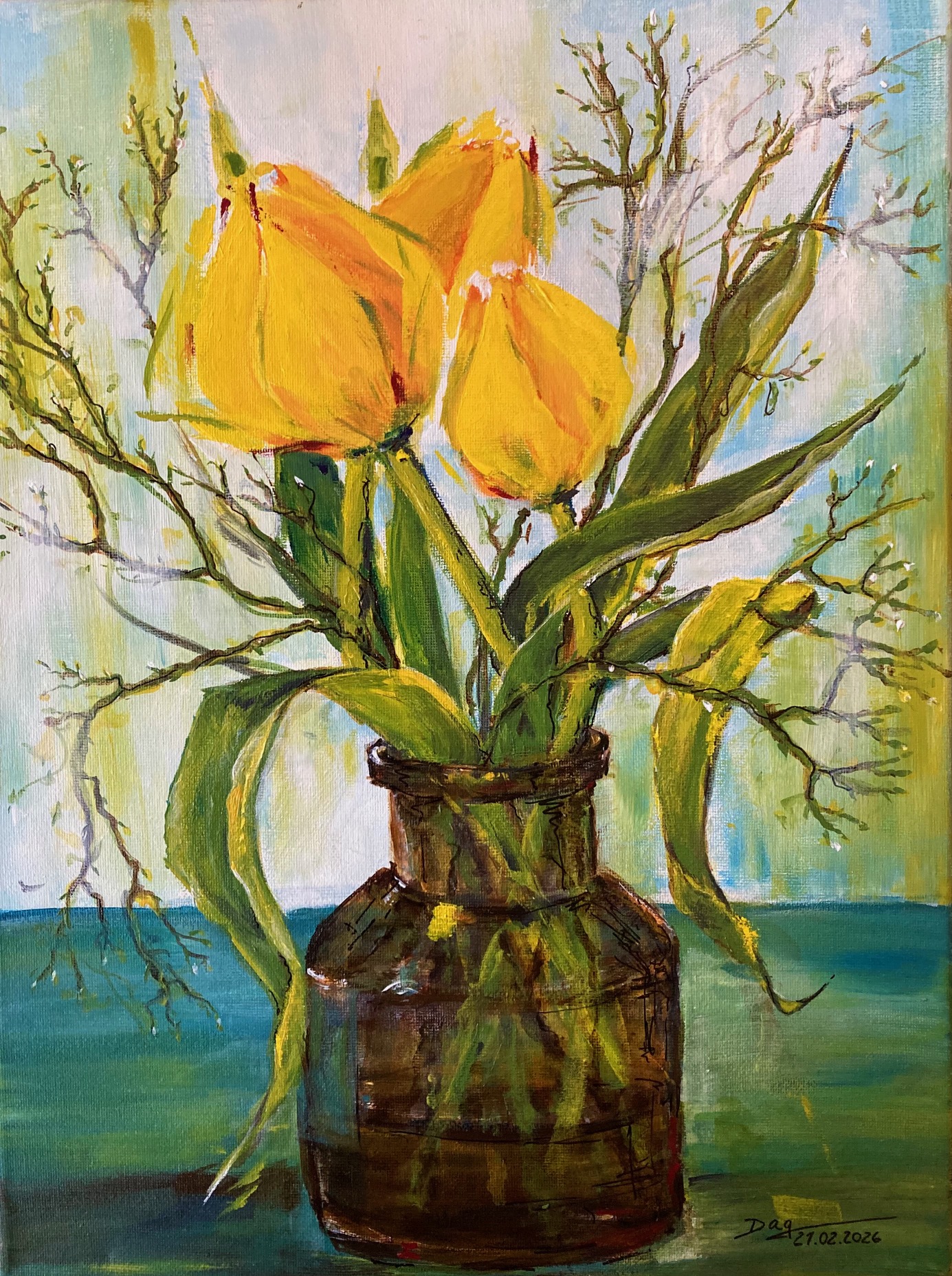 Tulpenstrauß im Glas
